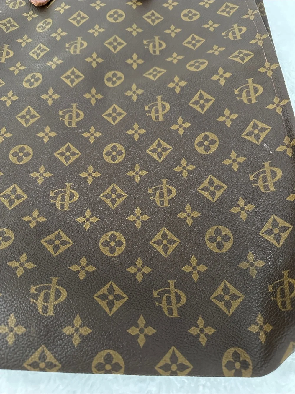 Monogram Pattern Canvas Tote Bag - Brown